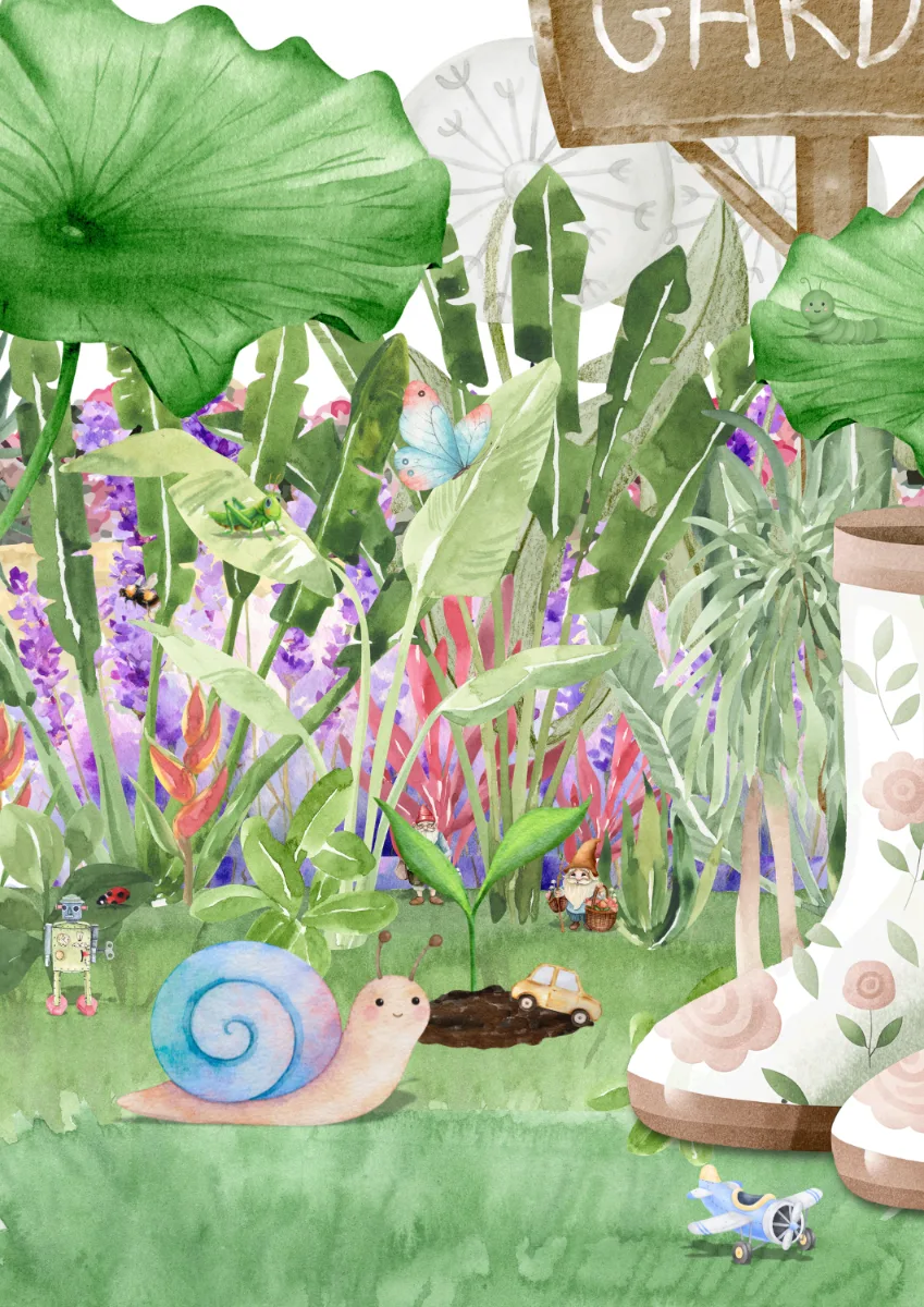 Collage Cottage Garden and Rain Boots