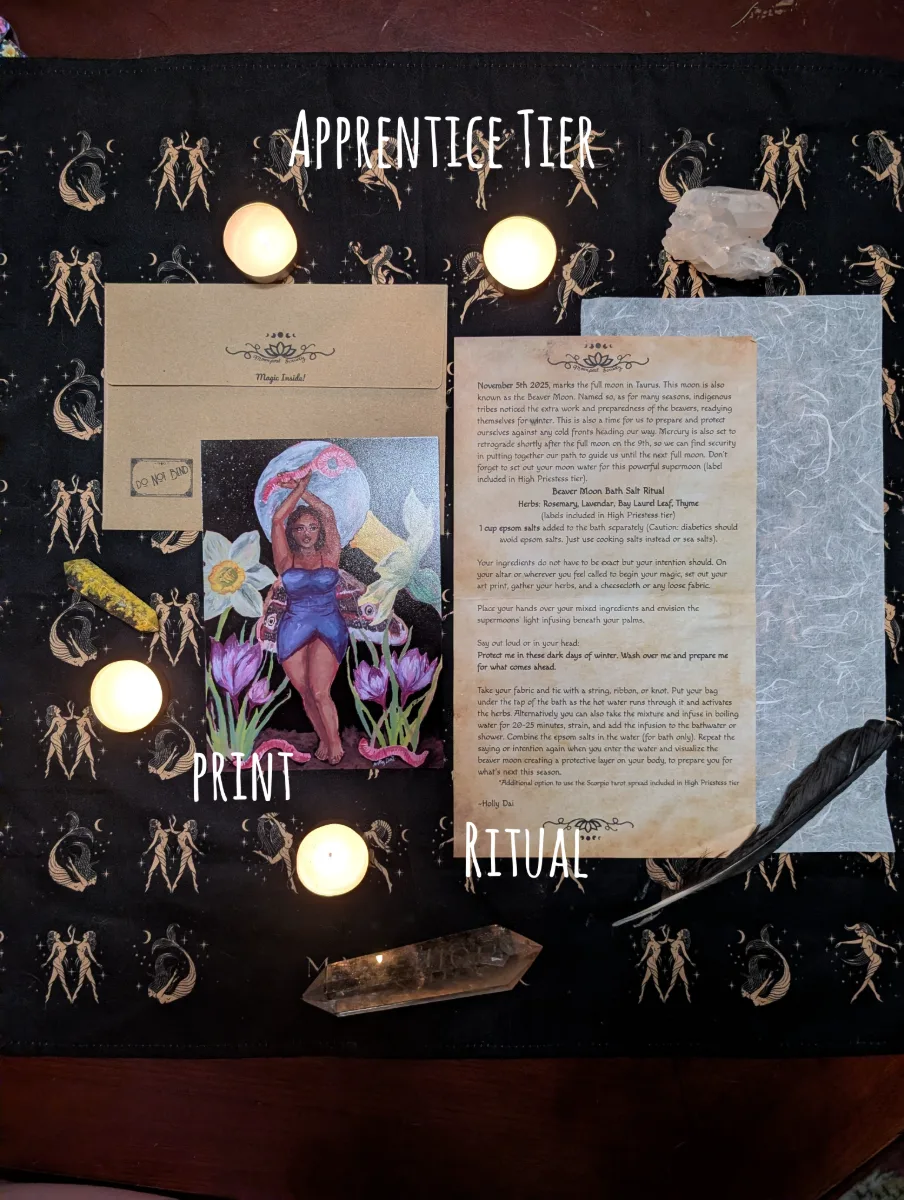 Apprentice tier includes art print and ritual